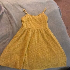 yellow lace pattern dress